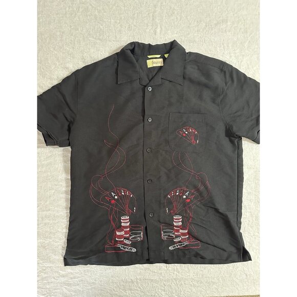 Cubavera Vintage Men's Size Large L Button Shirt Embroidered Poker Cards & Chips - Picture 1 of 7